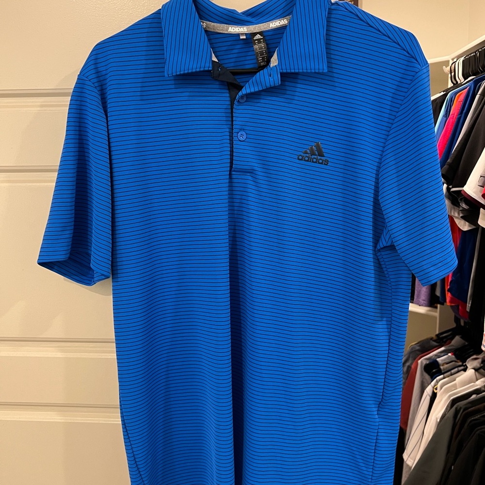 Blue Adidas Polo size large WORN ONCE.